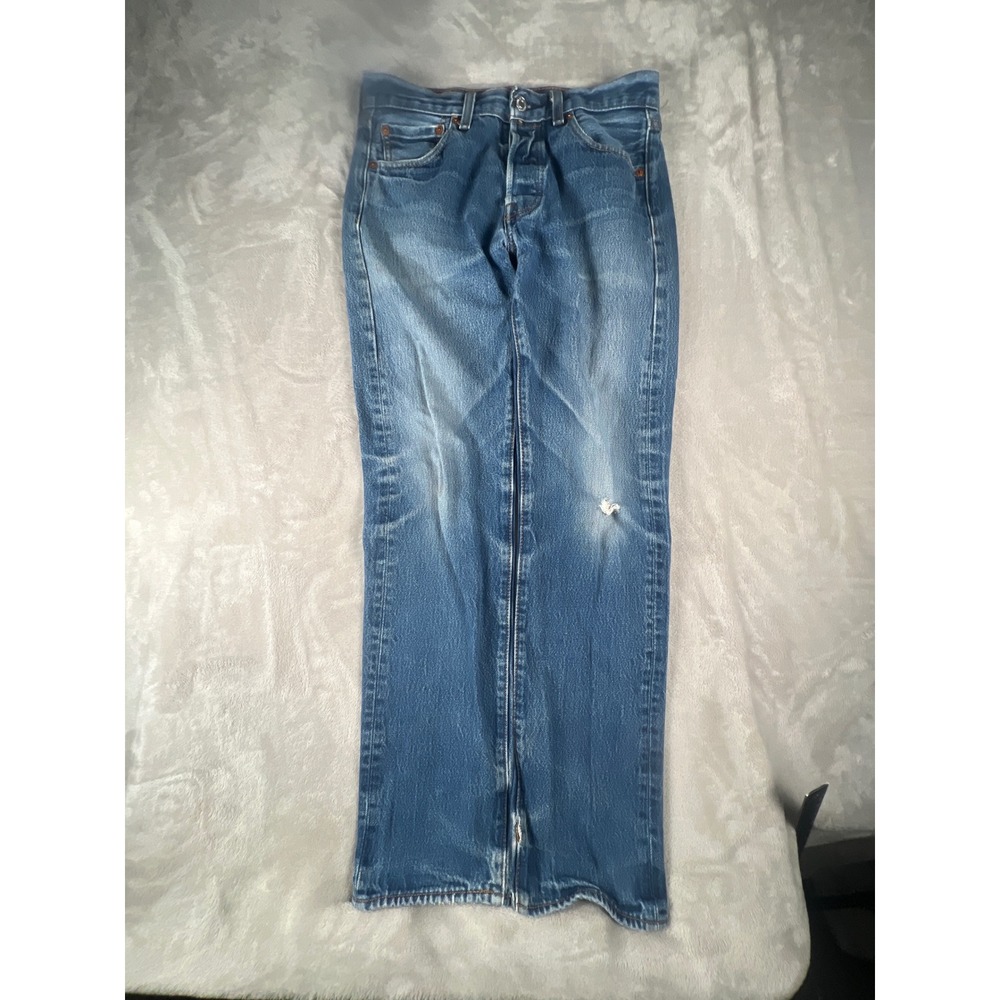 Levis 501 Original Fit Jeans Mens 29x34 Blue Denim Button Fly Straight Leg Dist